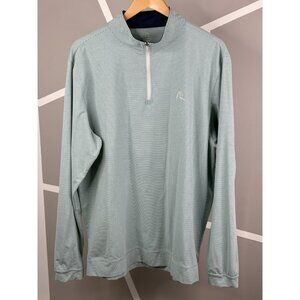 Rhoback Striped ¼ Zip Men’s XL Golf Green Blue Long Sleeve Performance Pullover